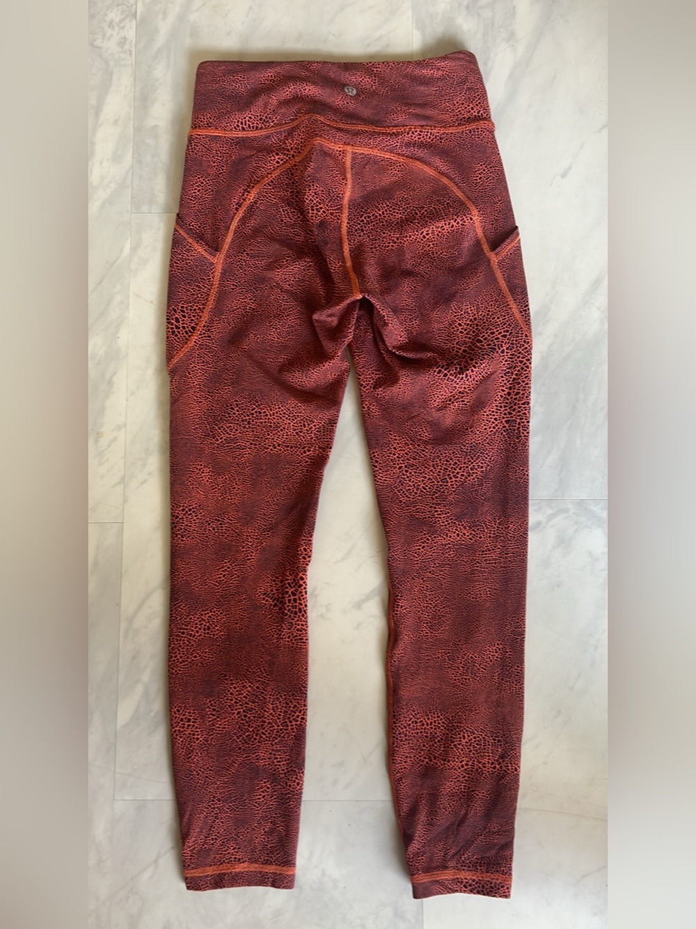 lululemon athletica Orange High-Waist Patterned Leggings